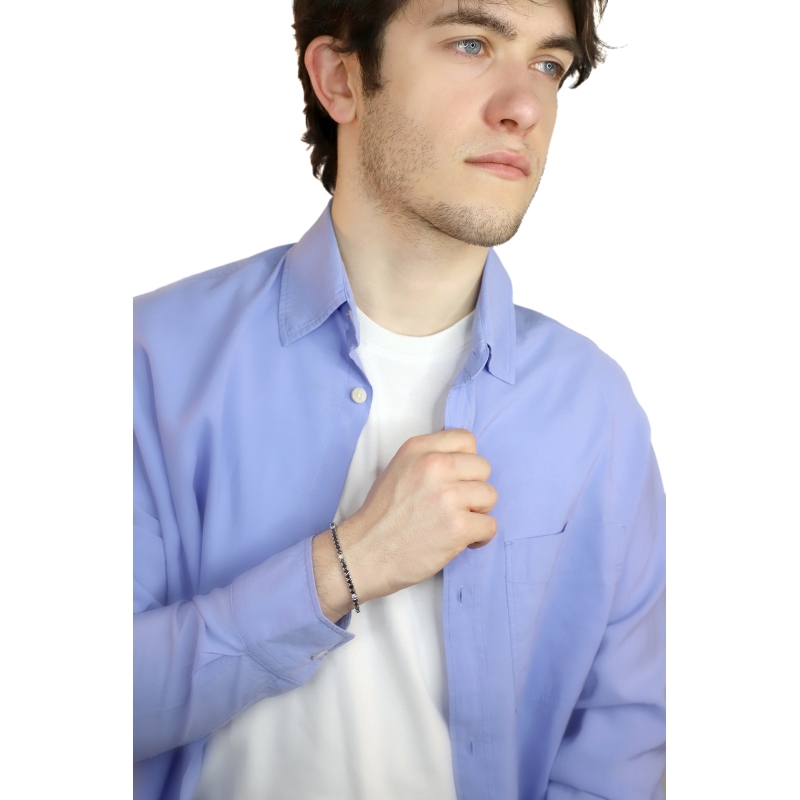 Bracelet tennis à griffes en or blanc 18k serti de diamants blancs et noirs