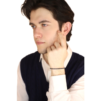 Bracelet riviere en or blanc 18k serti de diamants noirs 7,23 ct 