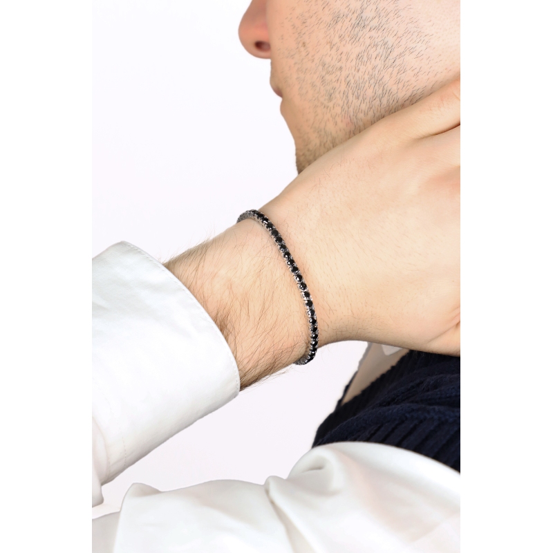 Bracelet riviere en or blanc 18k serti de diamants noirs 7,23 ct 