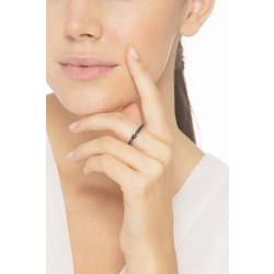 Bague Eternity rail en or blanc 18k avec diamants noirs 2