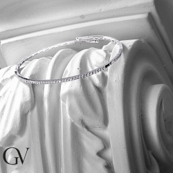 Bracelet Semi Rigide en Or Blanc 18K avec Diamants 5,5 cm 2