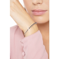 Bracelet semi-rigide en or blanc 18k serti de diamants noirs et blancs 2