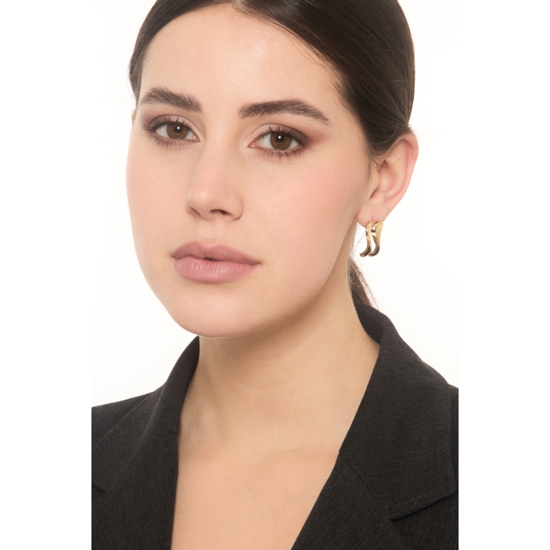 Boucles d'oreilles vagues en or jaune 18K