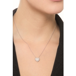 Collier en or blanc 18k avec pendentif cœur pavé en diamants  2
