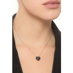 Collier en or blanc 18k pendentif cœur diamants noirs 2