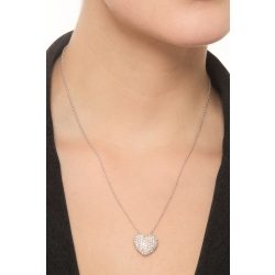 Collier en or blanc 18k avec cœur bombé en diamants  2