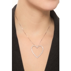 Collier cœur large en or blanc 18K 2