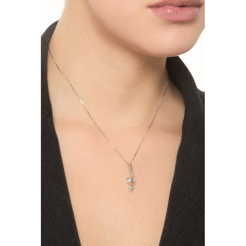 Collier en or18k avec pendentif fantaisie aquamarines et diamants 