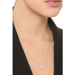 Collier avec pendentif cœur pixel diamants en or blanc  2