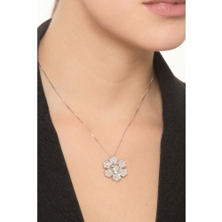 Collier en or blanc 18k avec pendentif en forme de fleur MM11X9 2