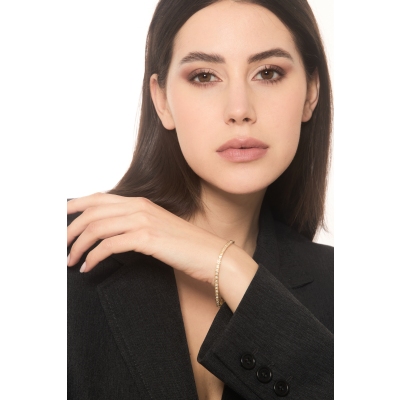 Bracelet Tennis carré en or jaune 18 carats avec diamants taille brillant