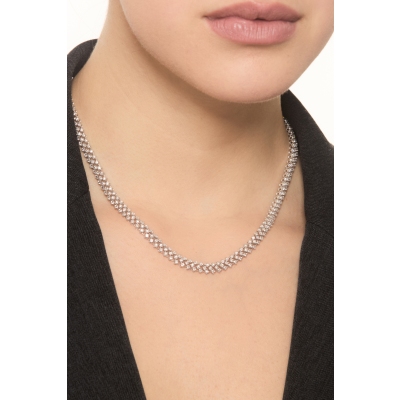 Collier design tissu avec diamants en or blanc 18k 