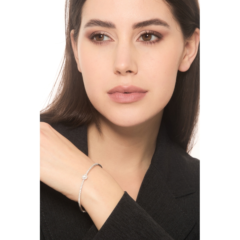 Bracelet semi-rigide en or blanc 18K avec diamants 