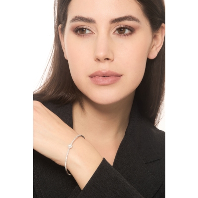 Bracelet semi-rigide en or blanc 18K avec diamants 