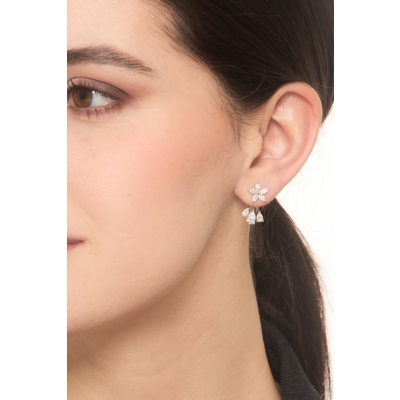 Boucles d'oreilles en or blanc 18 carats en forme de fleur