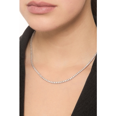 Collier Tennis En Diamant 6,43 Carats En Or Blanc 18k 