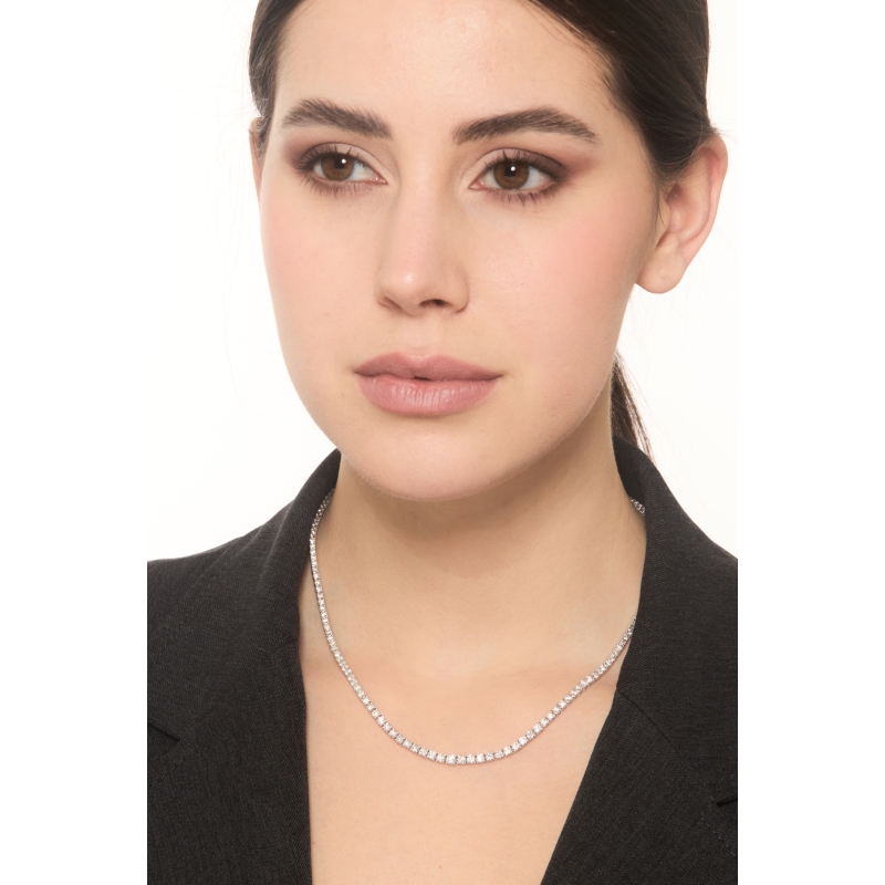 Collier tennis diamants en or blanc 18k à design dégradé
