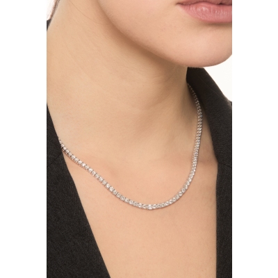 Collier tennis diamants en or blanc 18k à design dégradé
