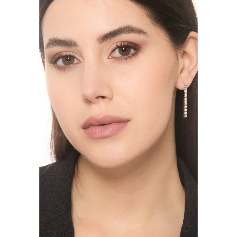 Boucles d’oreilles diamants tennis en or blanc 18k à design dégradé