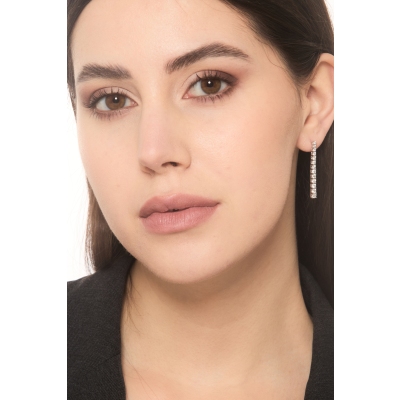 Boucles d’oreilles diamants tennis en or blanc 18k à design dégradé