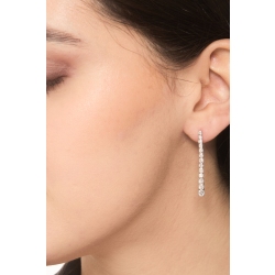 Boucles d’oreilles tennis en or blanc 18k à design dégradé 1,55 ct 2