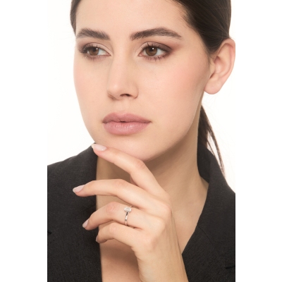 Bague solitaire or blanc 18k avec diamant naturel GIA CT.0.70