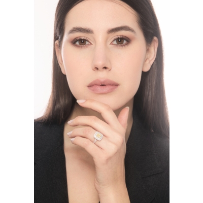 Solitaire or blanc 18k diamant jaune fancy GIA 1.16CT