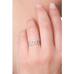 Bague personnalisée LOVE en or blanc et diamants 2