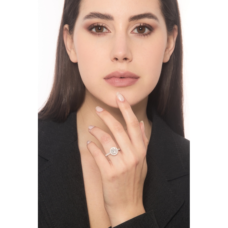 Bague solitaire avec diamant central GIA 2.00 ct en or blanc 18K