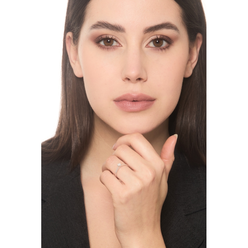 Bague Solitaire or 750 blanc diamant 0.20 carat 