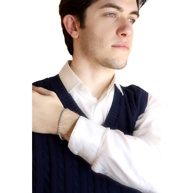 Bracelet tennis homme femme diamants or blanc 18k 