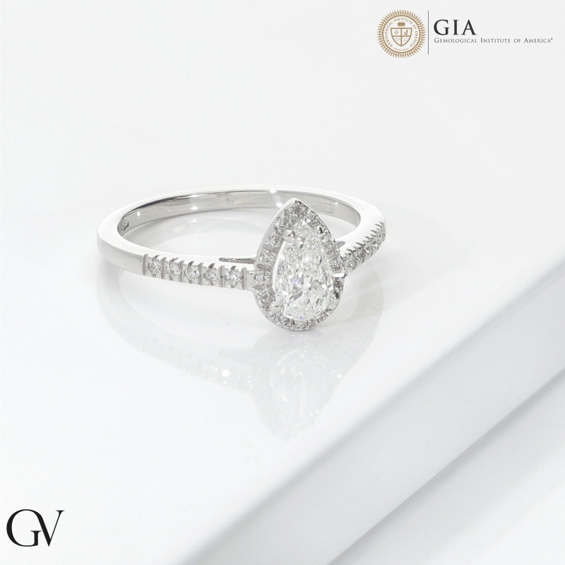 Bague solitaire or blanc diamant certifié GIA 0,50 c