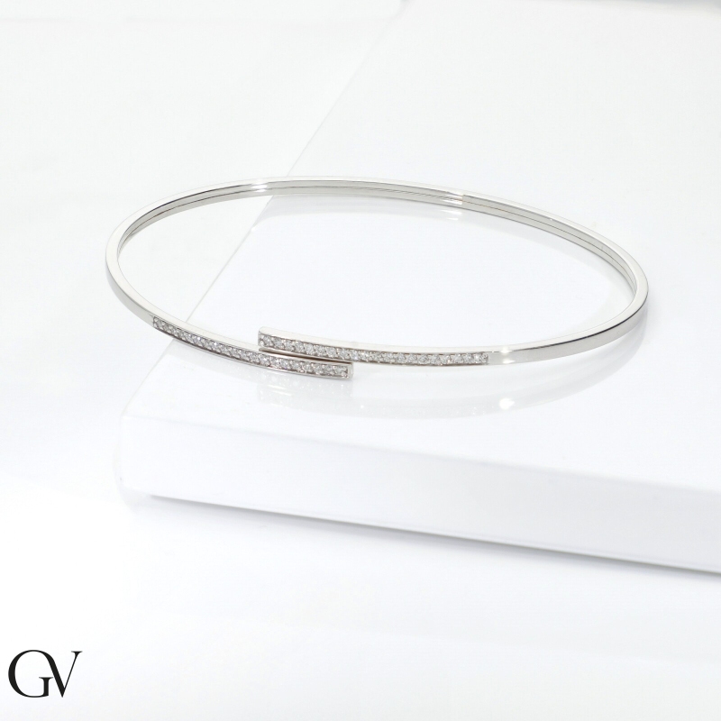 Bracelet Contrarié en Or Blanc 18 Carats avec Diamants Naturels
