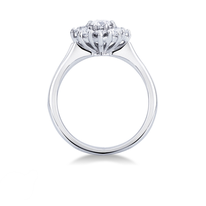 Bague entourage en diamants 0.55 ct oro blanco 18k
