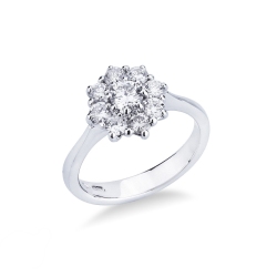 Bague entourage en diamants 0.55 ct oro blanco 18k