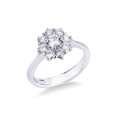 Bague entourage en diamants 0.55 ct oro blanco 18k