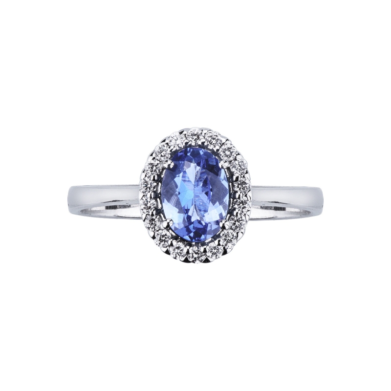 Bague en or blanc 18k avec tanzanite et diamants