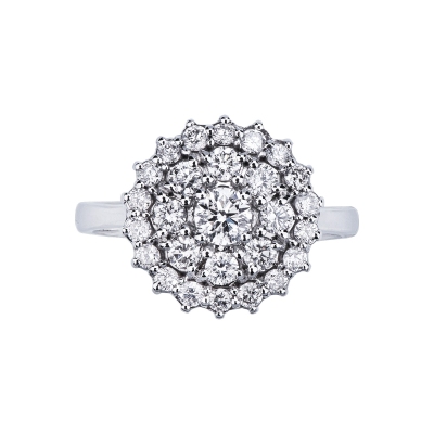 Bague en or blanc 18k avec diamants fleur