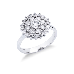 Bague en or blanc 18k avec diamants fleur