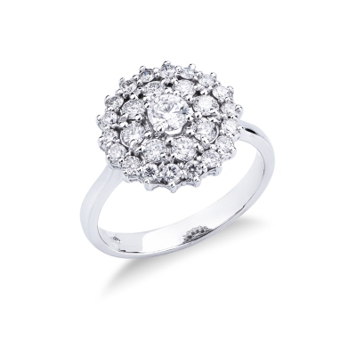 Bague en or blanc 18k avec diamants fleur