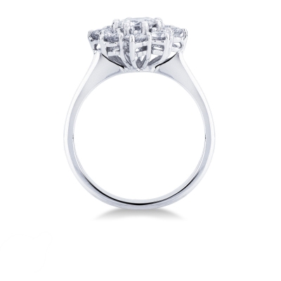 Bague contour fleur classique en or blanc 18 ct diamant