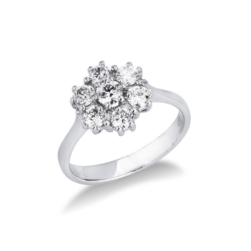 Bague halo en or blanc 18k avec diamant 0,20 ct