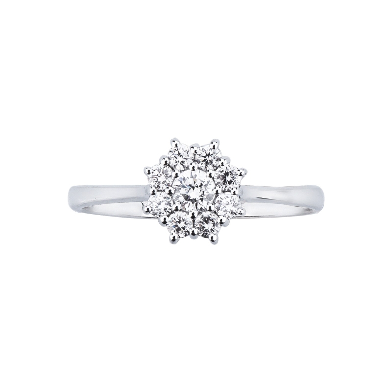  Bague halo en forme de fleur avec diamant