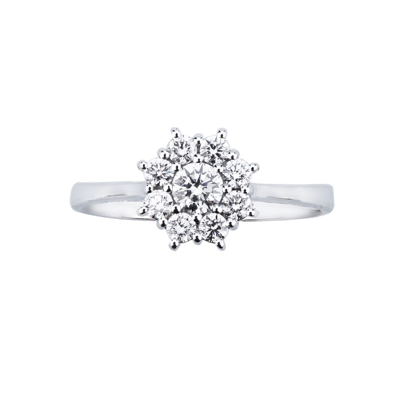 Bague halo en forme de fleur CT0.20