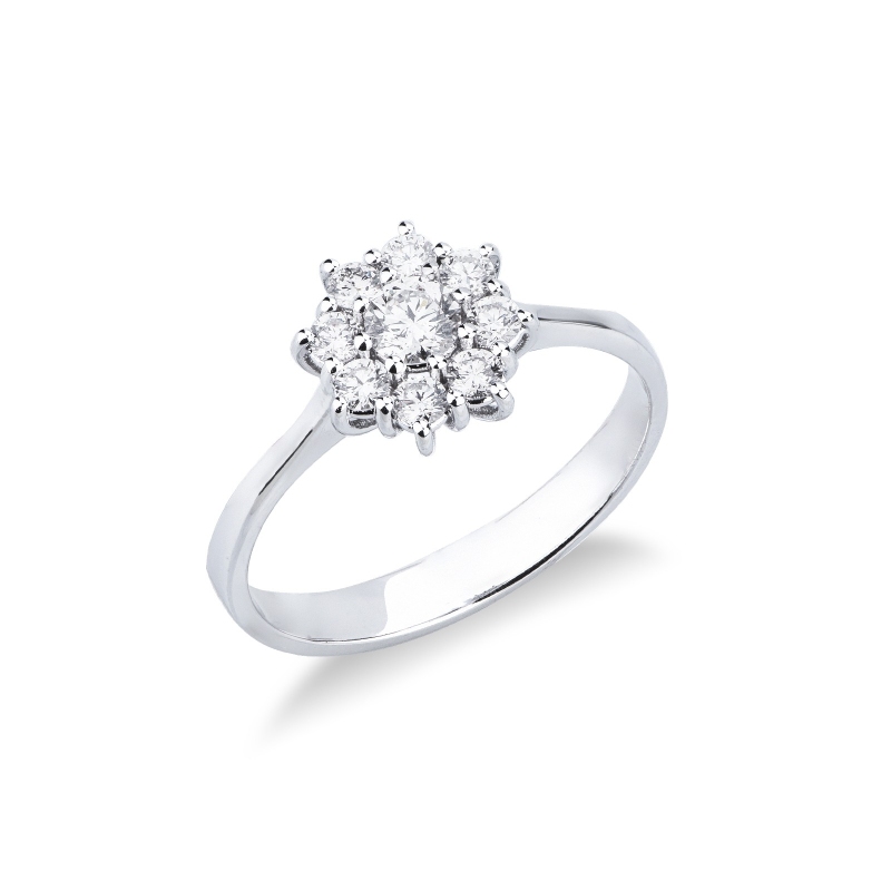 Bague halo en forme de fleur CT0.20