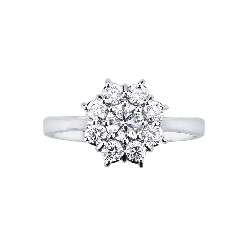 Bague halo en forme de fleur avec diamant centra CT0.40