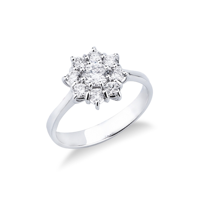 Bague halo en forme de fleur avec diamant centra CT0.40