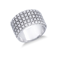 Bague bande en or blanc 18 carats avec 5 rangées de 13 diamants