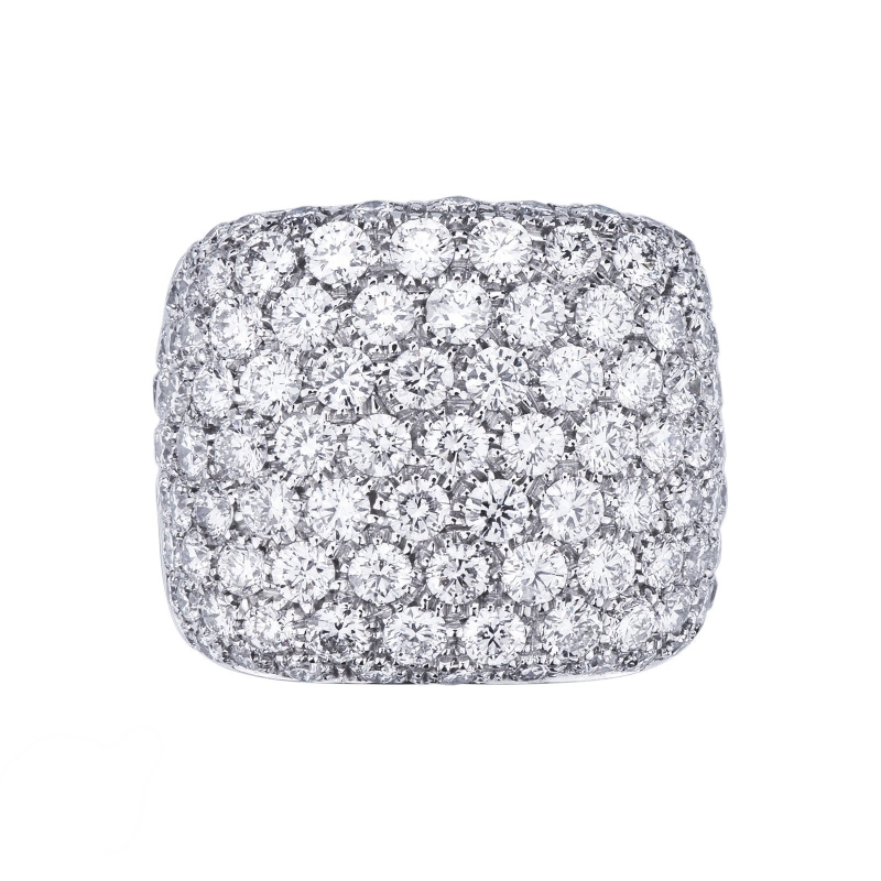Bague bande en or blanc 18k avec pavé de diamants