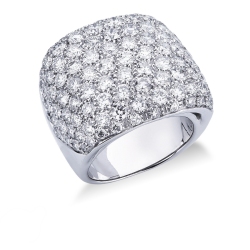 Bague bande en or blanc 18k avec pavé de diamants